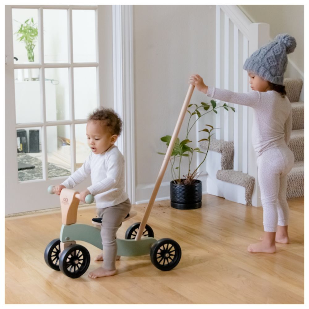 Kinderfeets - Tiny Glider With Helmet - Matte Silver/Sage