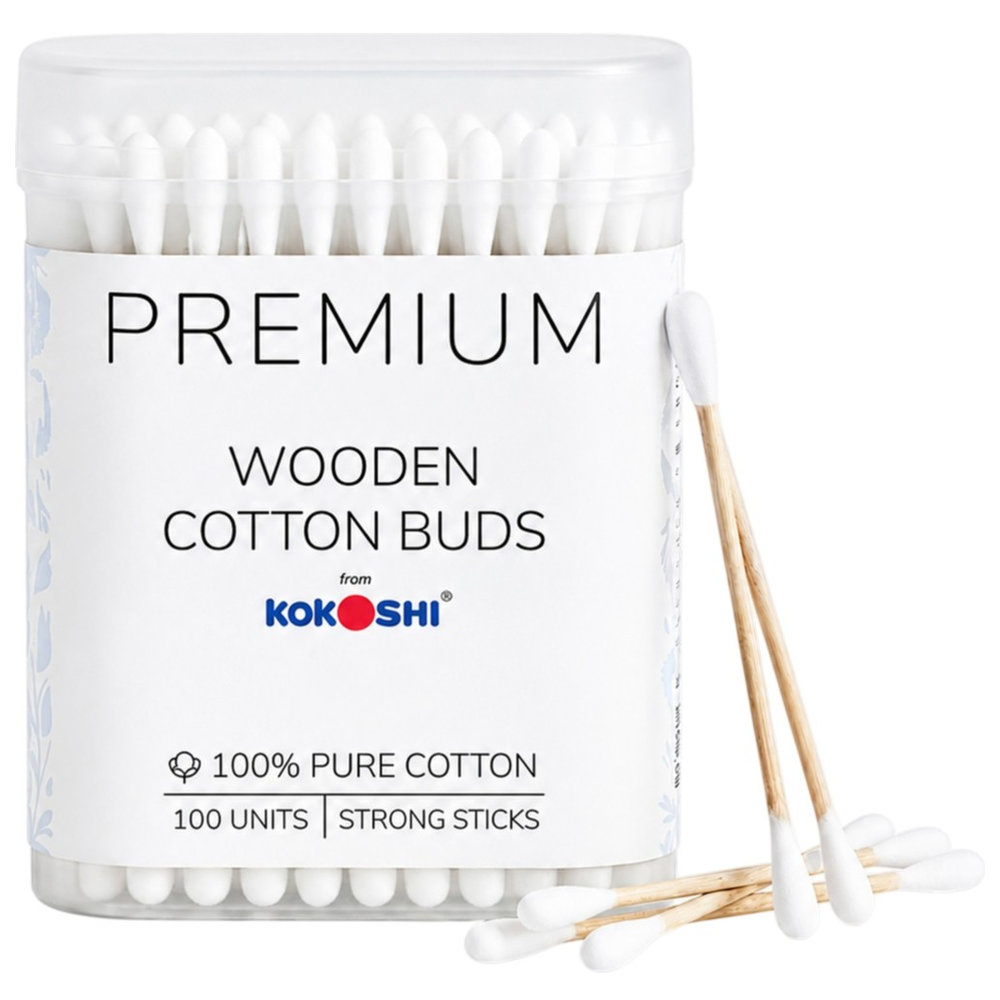 Kokoshi - Premium Cotton Wooden Buds - White