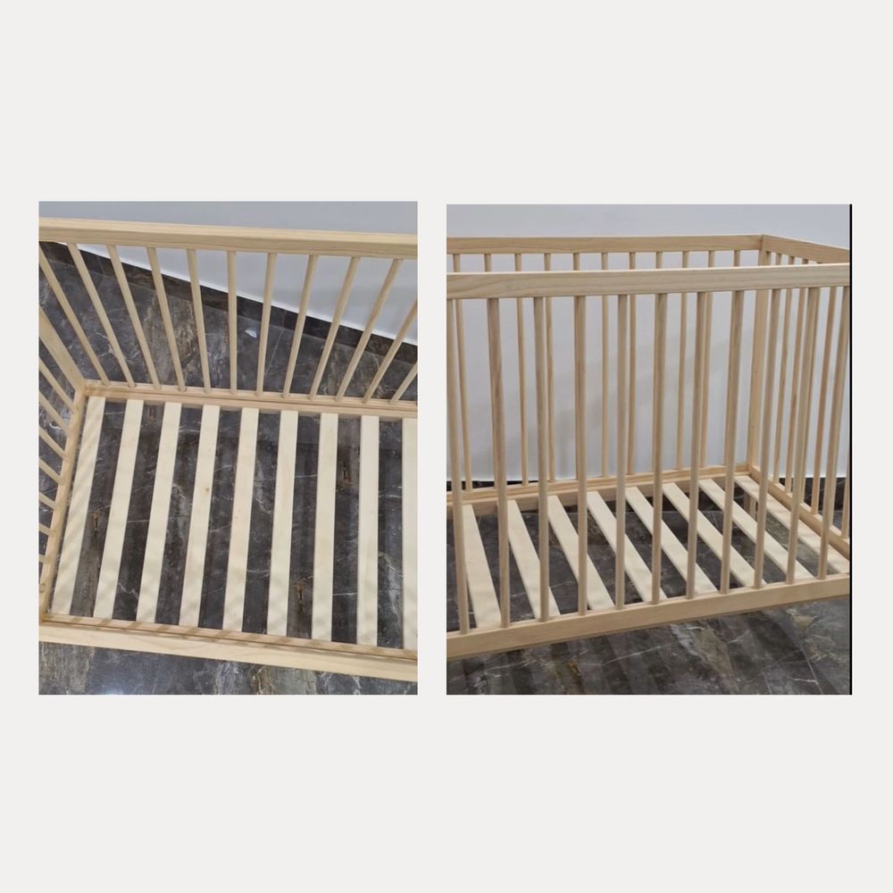 Bebesitos - Lightweight Wood Baby Crib Cot-Large - Beige