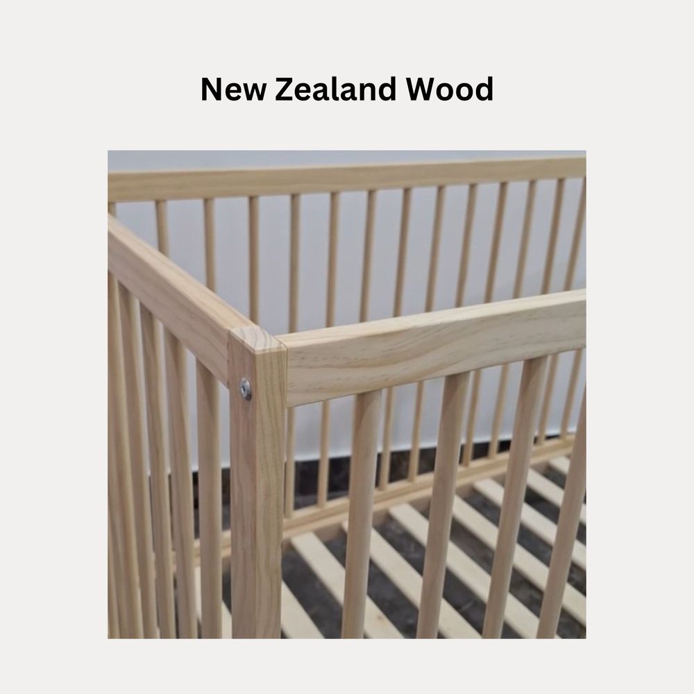 Bebesitos - Lightweight Wood Baby Crib Cot-Large - Beige