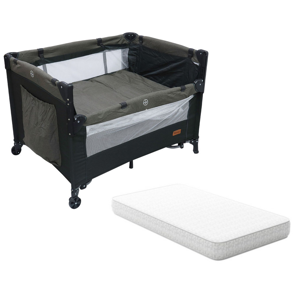 Bebesitos - Next To Me Baby Bed Co-Sleeper Bedside Crib And Foldable Playpen With Fitted Thick Mattress - Grey
