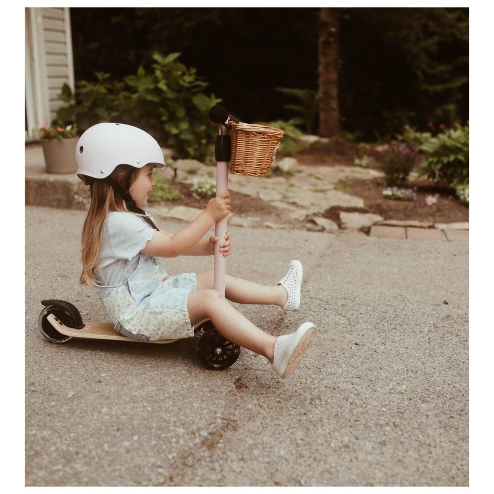Kinderfeets - Wooden Kinder Scooter With Helmet - Matte Rose