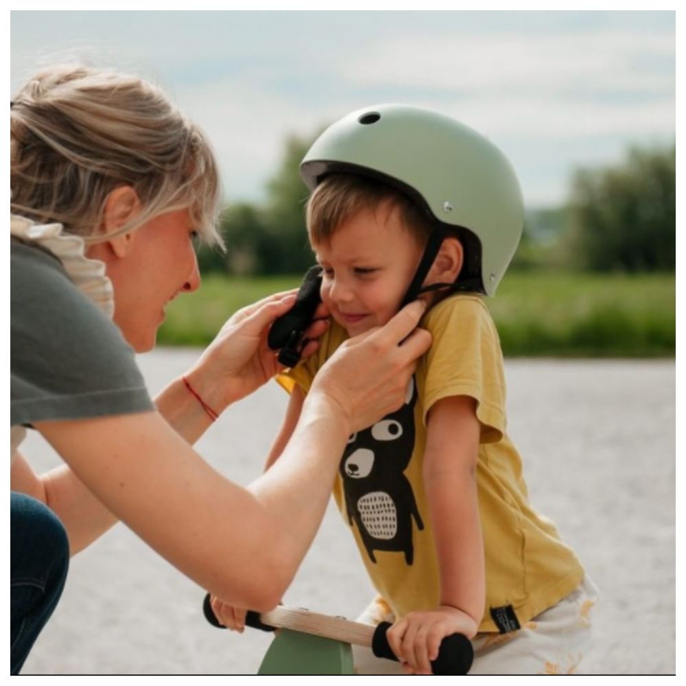 Kinderfeets - Kids Balance Bike With Helmet - Matte Silver/Sage
