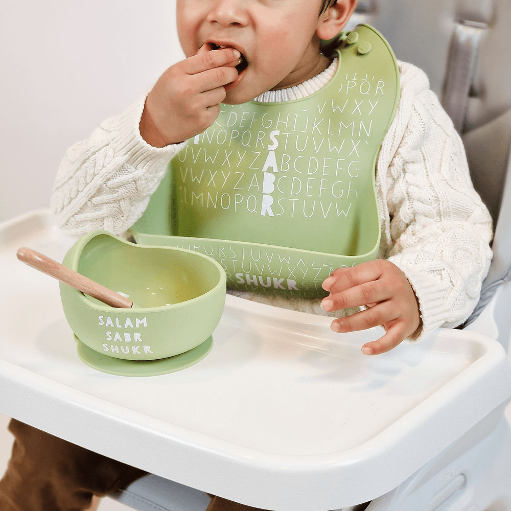 Once Upon A Dua - Lux Silicone Baby Bib - Olive Green
