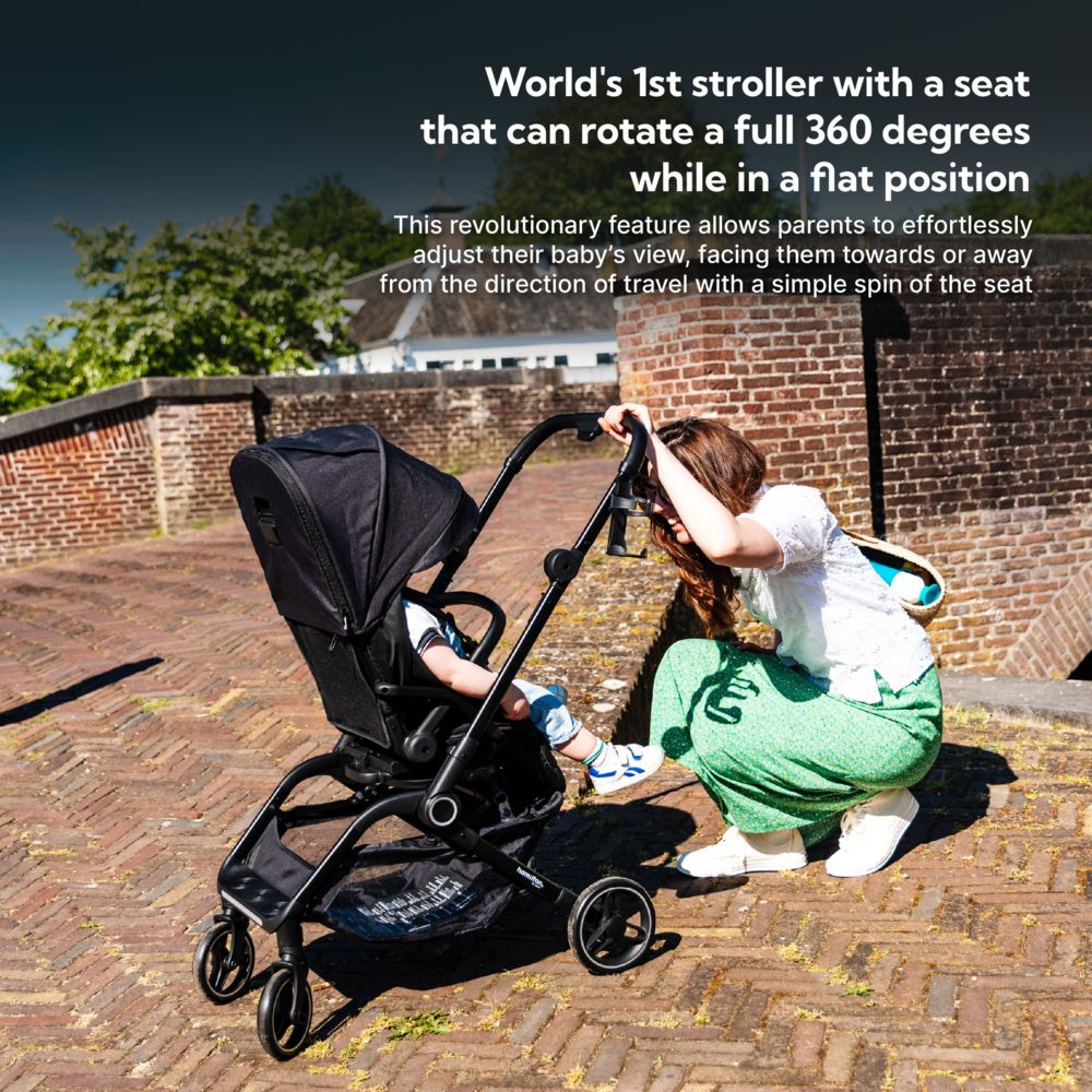 Hamilton - T1 Lightweight Baby Travel Stroller MagicFold with 360 Degrees Rotational Seat - Black