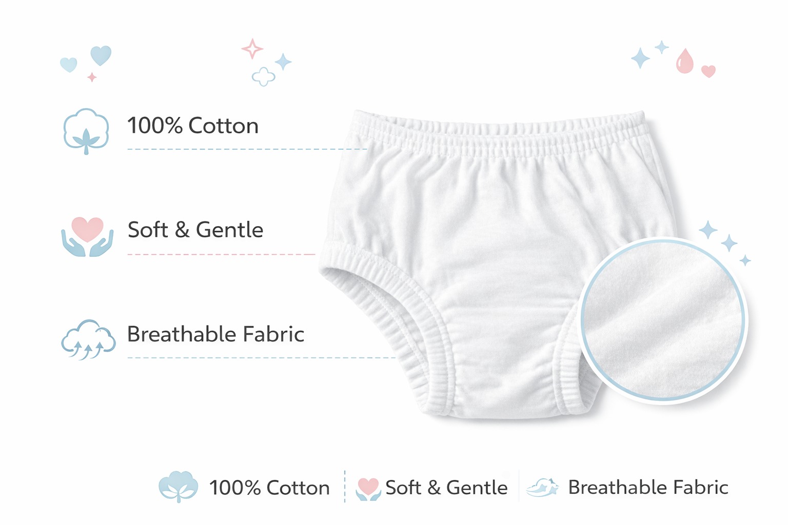 Baby Cotton Bloomers for 3–18 Months, Soft Breathable Elastic Waist Diaper Cover Shorts for Infant Boys & Girls, Lightweight Summer Nappy Cover Pack o