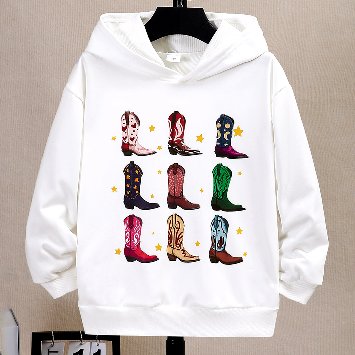 BrownBark - Printed Girls Hoodie - White - 132407080