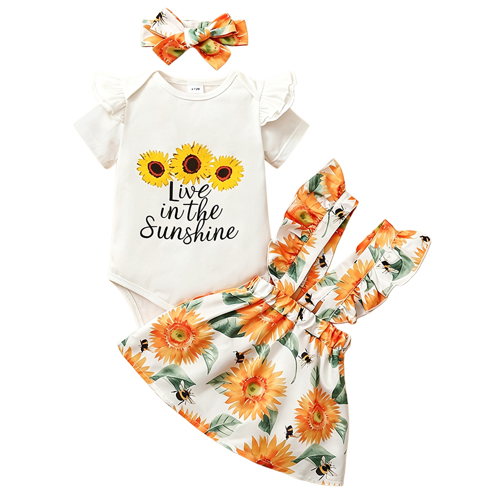 BrownBark - Cute Baby Romper 3 in 1 with headband - White - 22012757