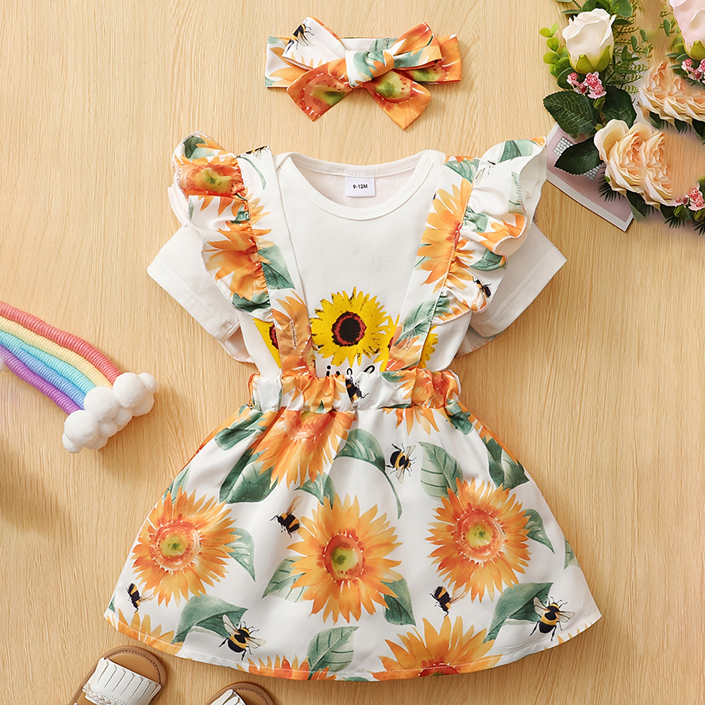 BrownBark - Cute Baby Romper 3 in 1 with headband - White - 22012757
