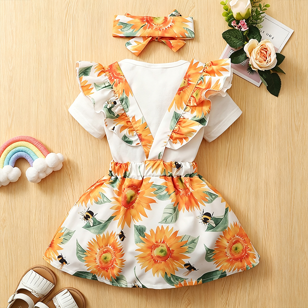 BrownBark - Cute Baby Romper 3 in 1 with headband - White - 22012757