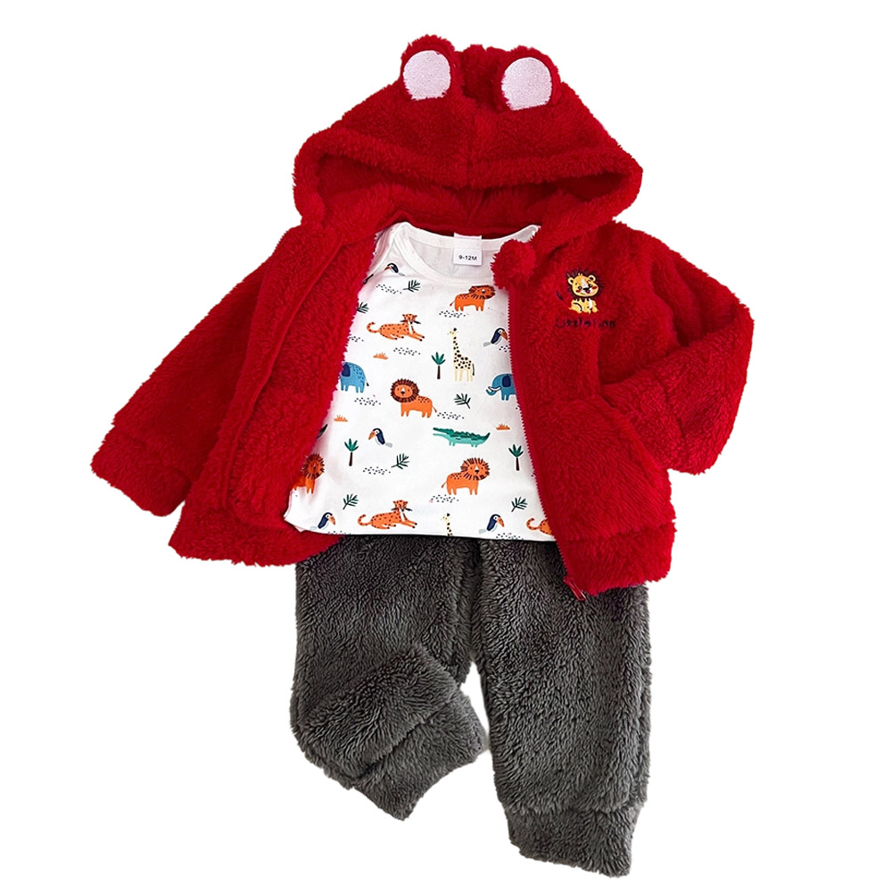 BrownBark - Solid Baby Romper 3 in 1 - Red - 22507006