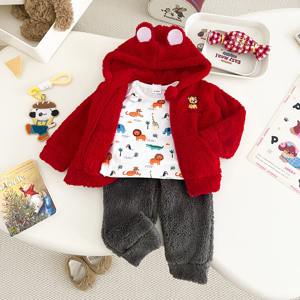 BrownBark - Solid Baby Romper 3 in 1 - Red - 22507006