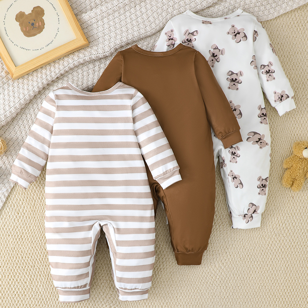 BrownBark - Striped Baby Romper 3 in 1 - White - 22510012
