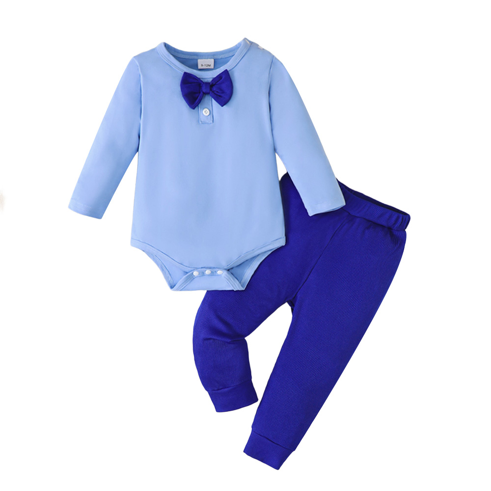 BrownBark - Bowknot Baby Romper - Blue - 22510043