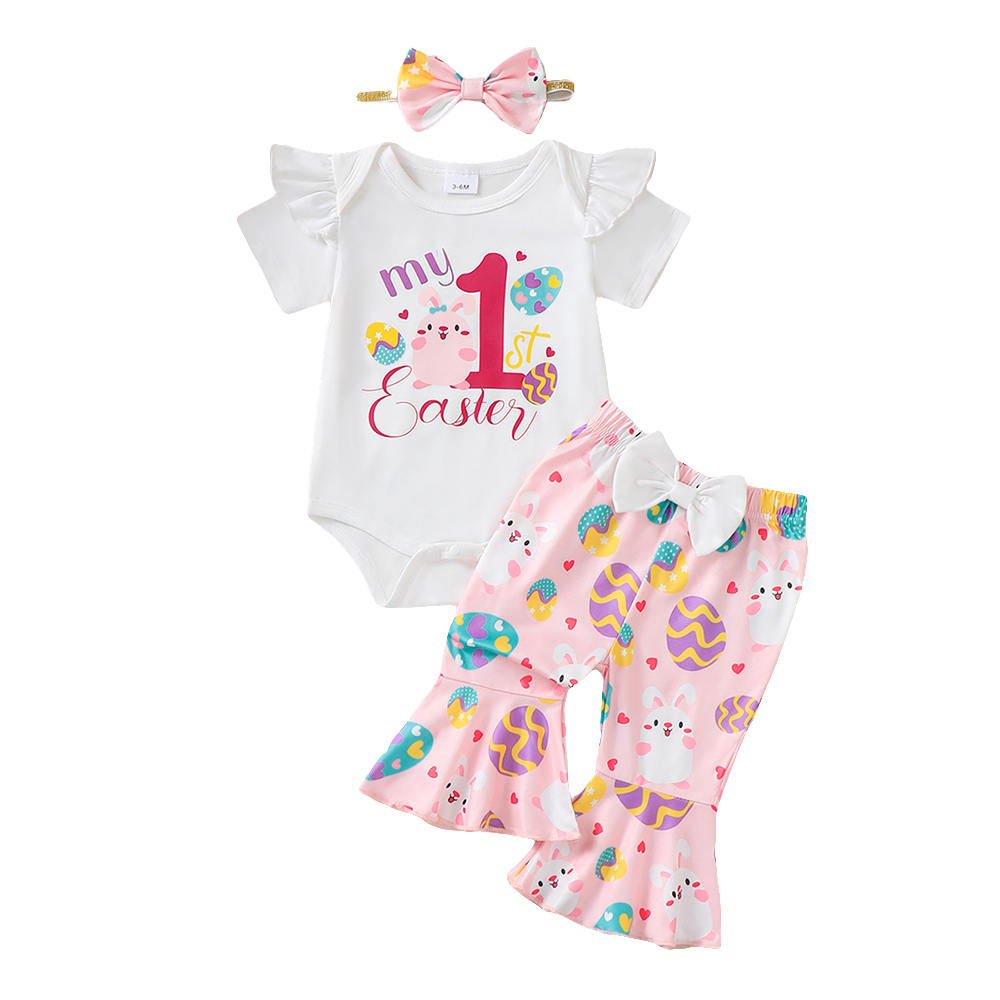 BrownBark - Cartoon Baby Romper 3 in 1 with headband - Pink - 22511102