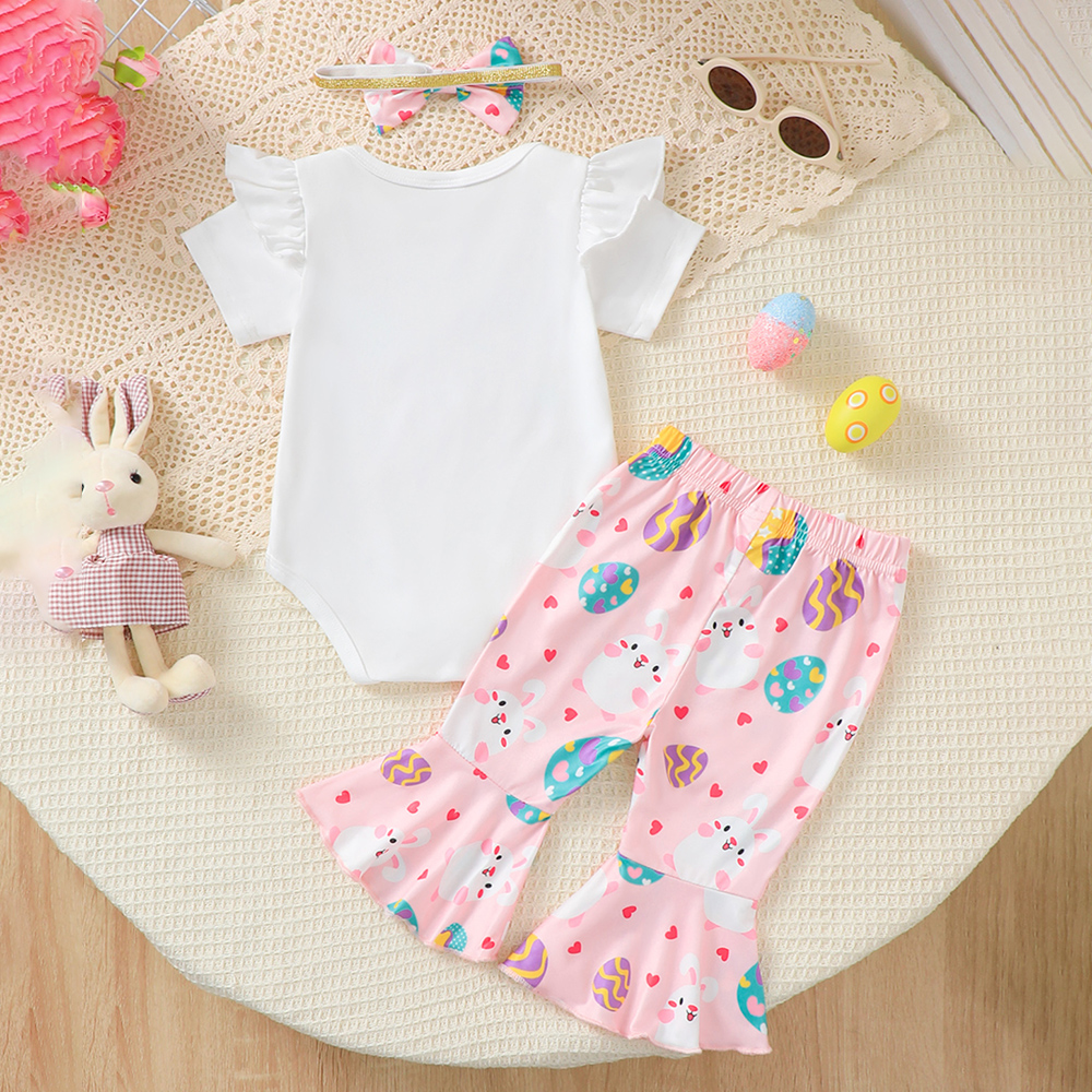 BrownBark - Cartoon Baby Romper 3 in 1 with headband - Pink - 22511102