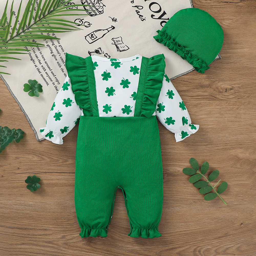 BrownBark - Printed Baby Romper 2 in 1 with hat - Green - 22511131