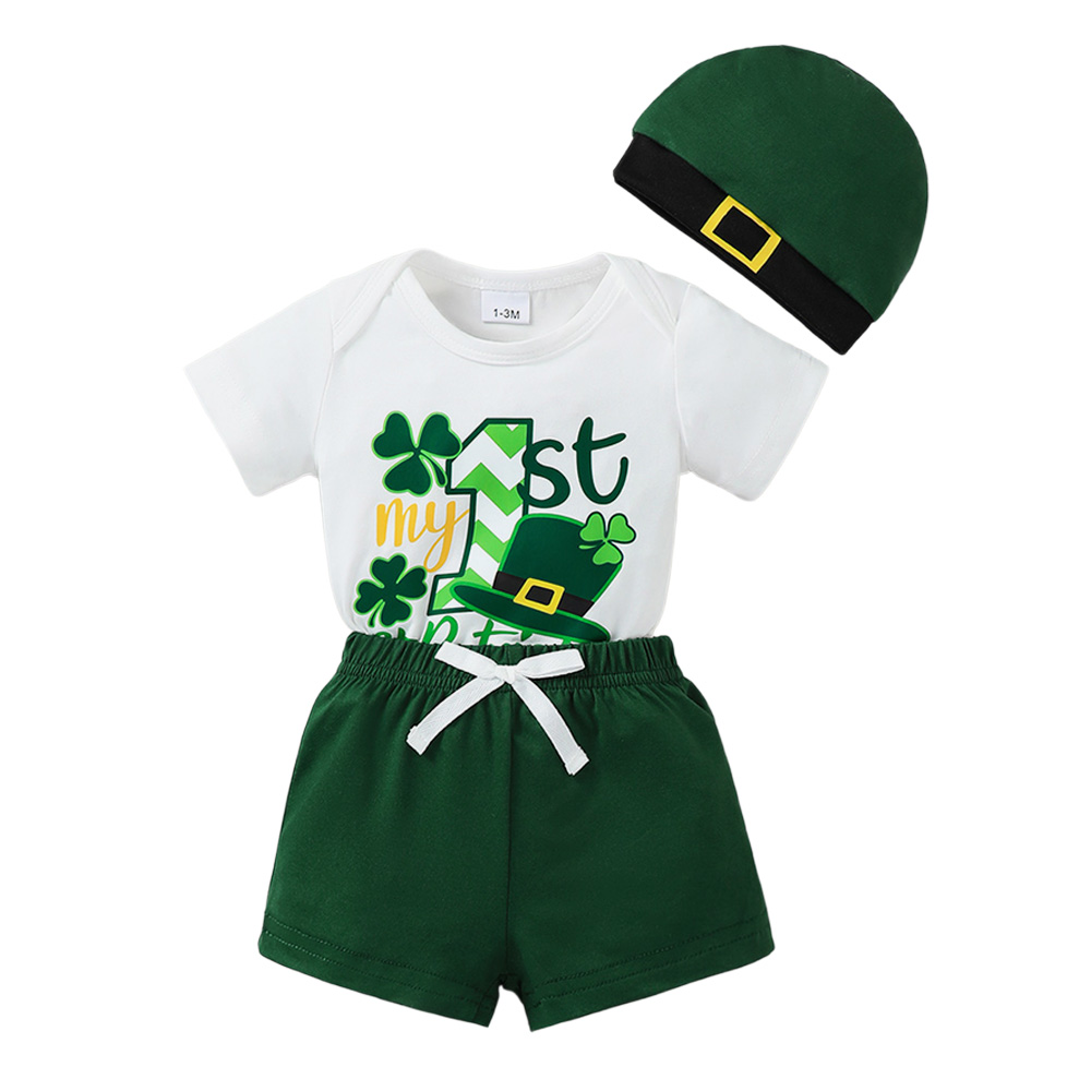 BrownBark - Solid Baby Romper 3 in 1 with hat - Green - 22512095