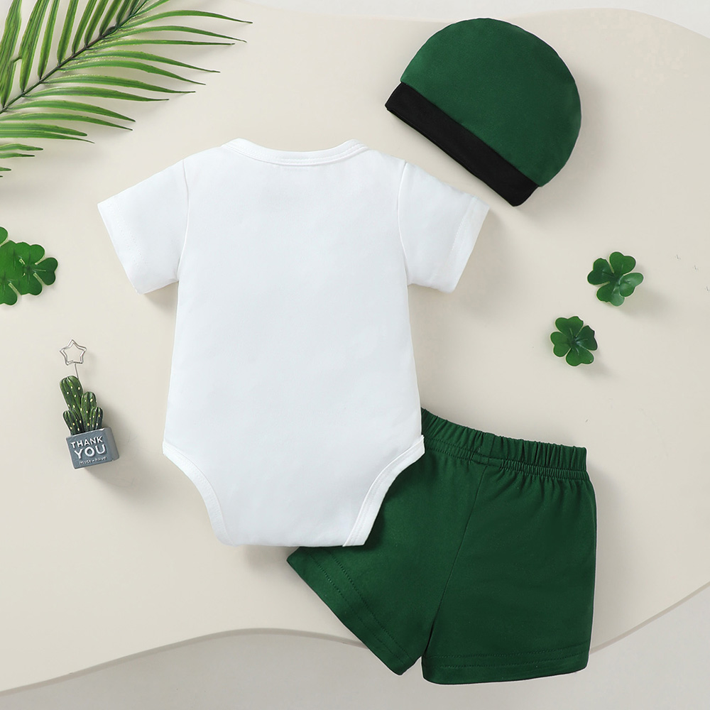 BrownBark - Solid Baby Romper 3 in 1 with hat - Green - 22512095
