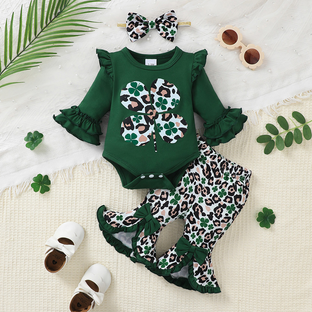 BrownBark - Printed Baby Romper 3 in 1 with headband - Green - 22512096