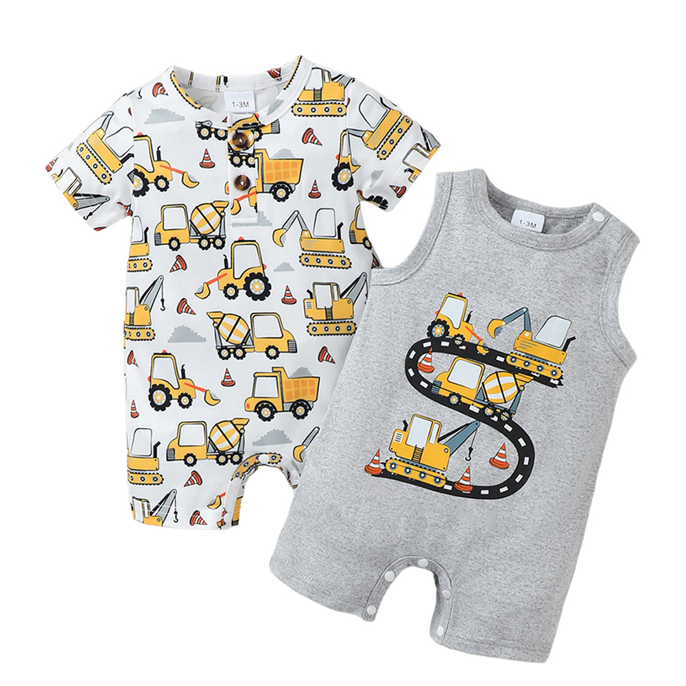BrownBark - Cartoon Baby Romper 2 in 1 - Gray - 22601061