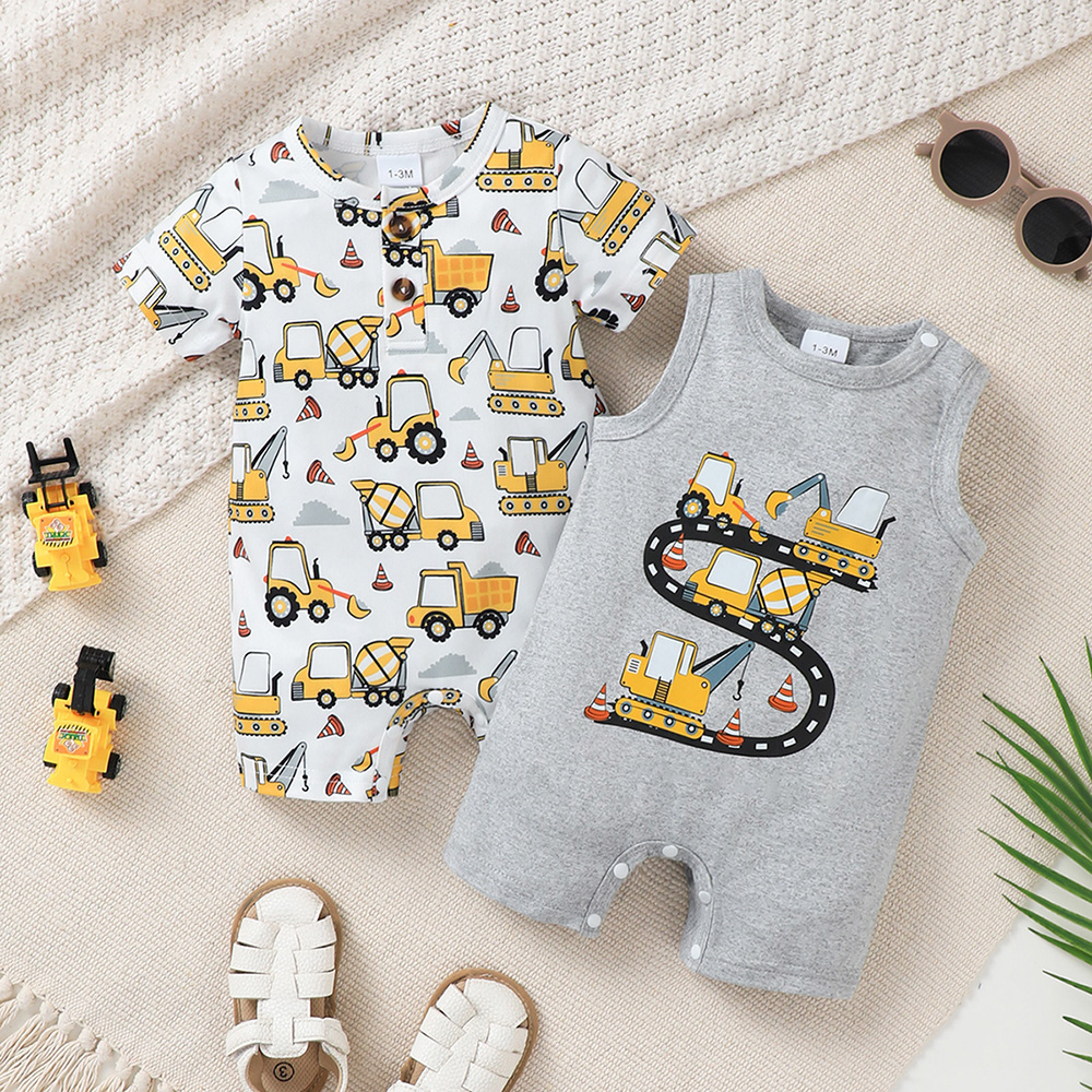 BrownBark - Cartoon Baby Romper 2 in 1 - Gray - 22601061