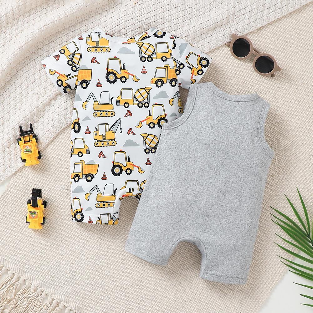 BrownBark - Cartoon Baby Romper 2 in 1 - Gray - 22601061