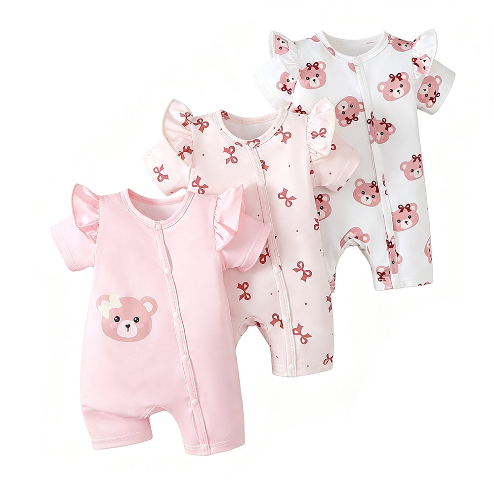 BrownBark - Cute Girls Romper 3 in 1 - Pink - 22603008