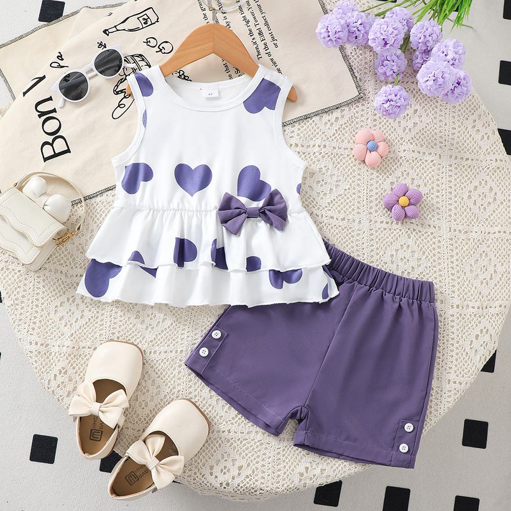 BrownBark - Printed Baby Matching Set 2 in 1 - Purple - 22603098