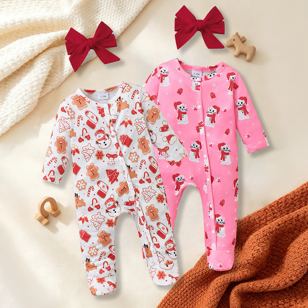 BrownBark - Printed Baby Romper 4 in 1 with headband - Pink - 22607039