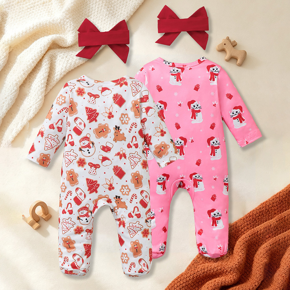 BrownBark - Printed Baby Romper 4 in 1 with headband - Pink - 22607039