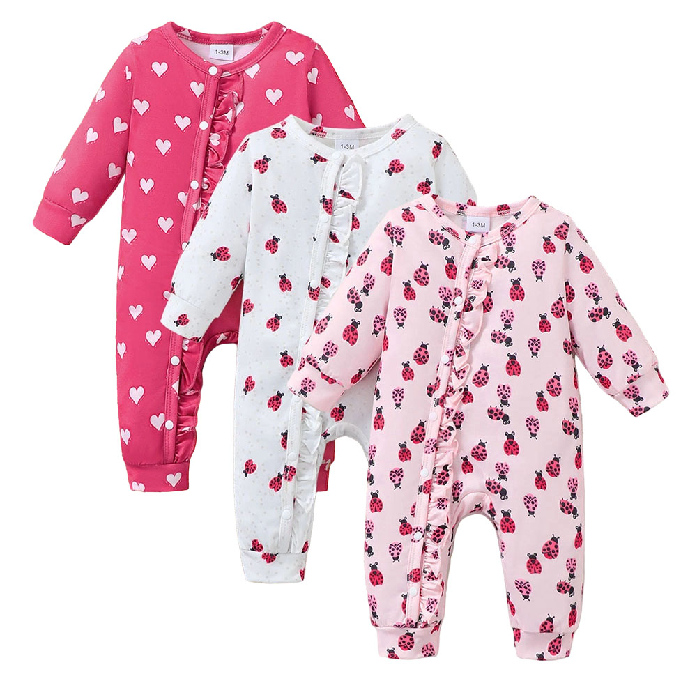 BrownBark - Printed Baby Romper 3 in 1 - Pink - 22607063