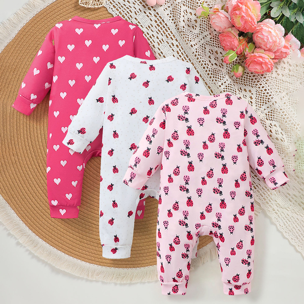 BrownBark - Printed Baby Romper 3 in 1 - Pink - 22607063