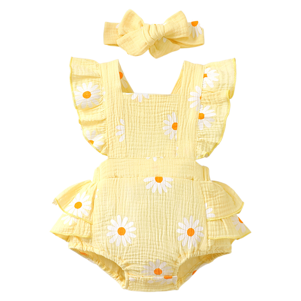 BrownBark - Cute Girls Romper - Yellow - 32102758-5
