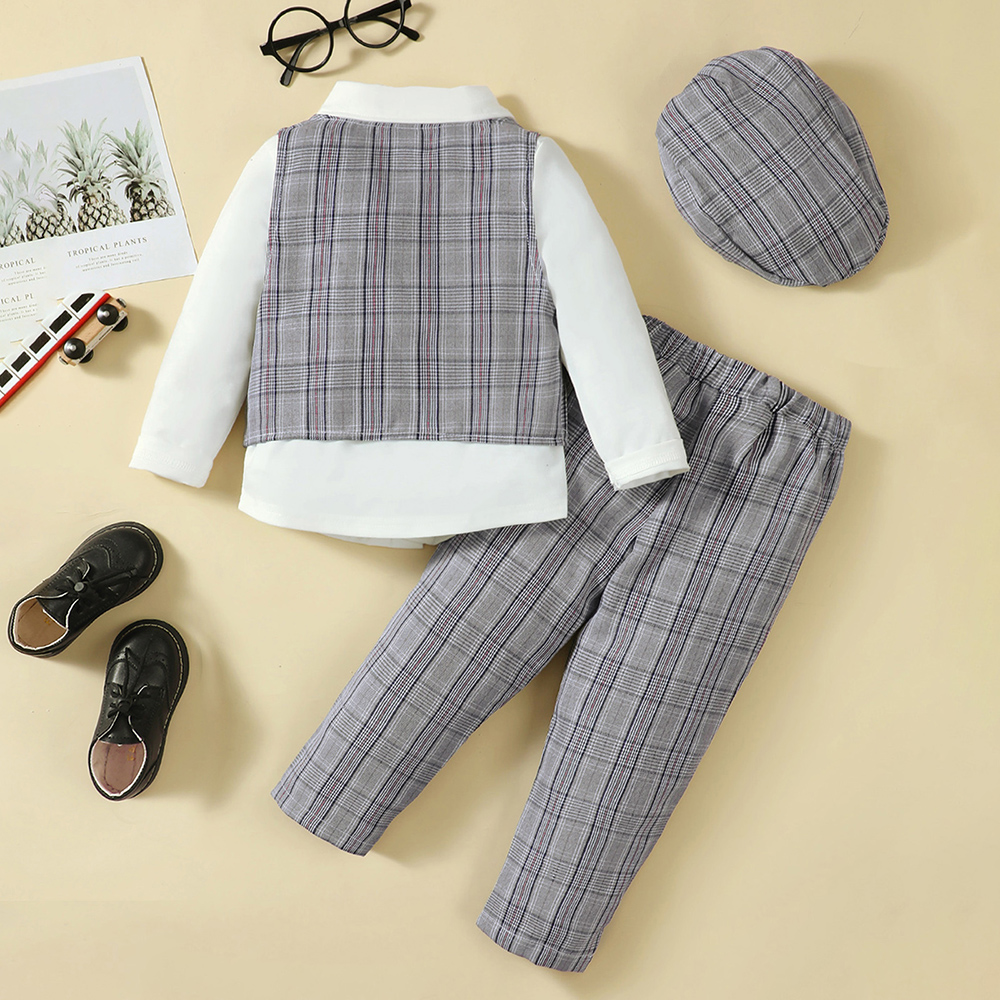 BrownBark - Bowknot Boys Matching Set 4 in 1 with hat - Gray - S224062206