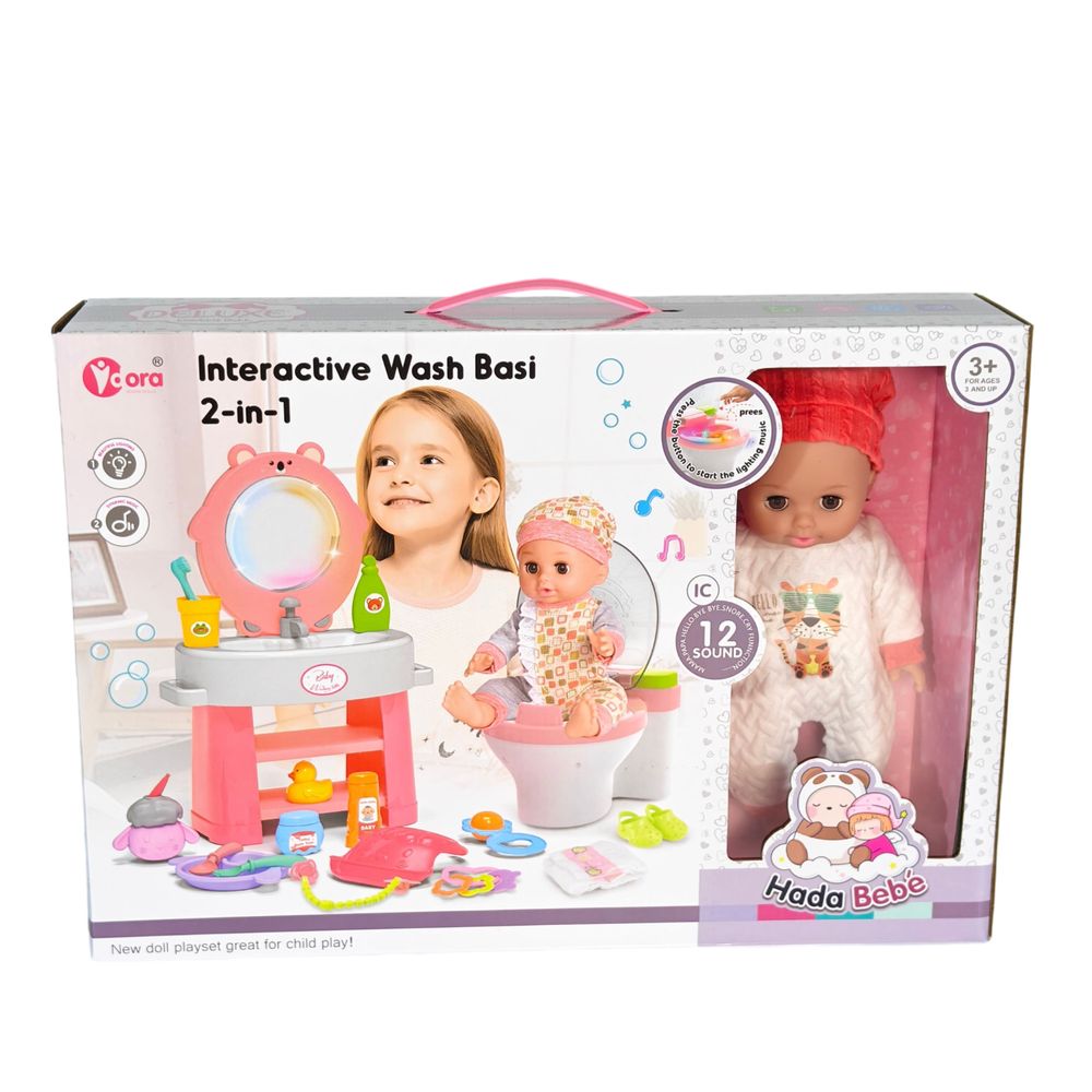 Vdora Dolls - 12 Sounds Baby Doll Wash Basin And Toilet Care Set - 14-inch