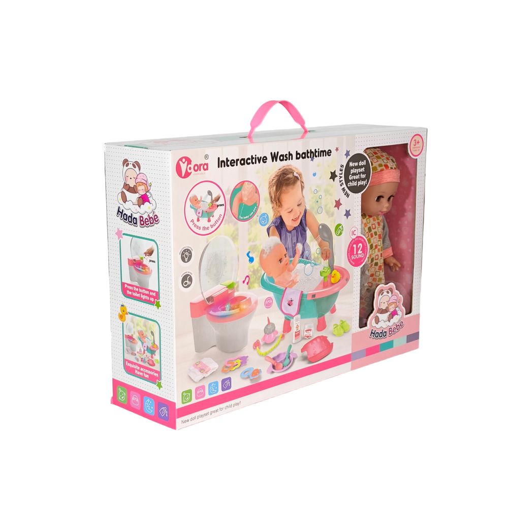 Vdora Dolls - 12 Sounds Baby Doll Bath Pool And Toilet Set - 14-inch