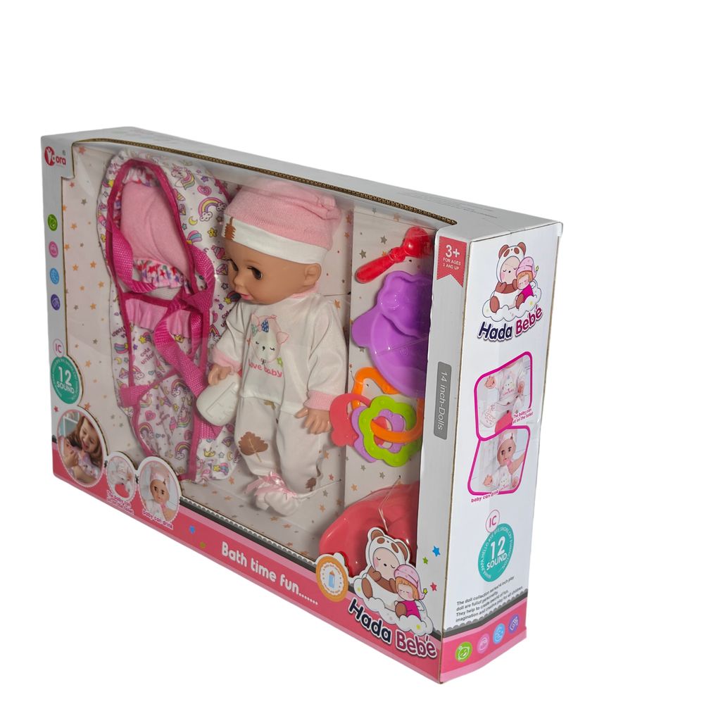 Vdora Dolls - 12 Sounds Baby Doll White Clothes Care Basket Set - 14-inch
