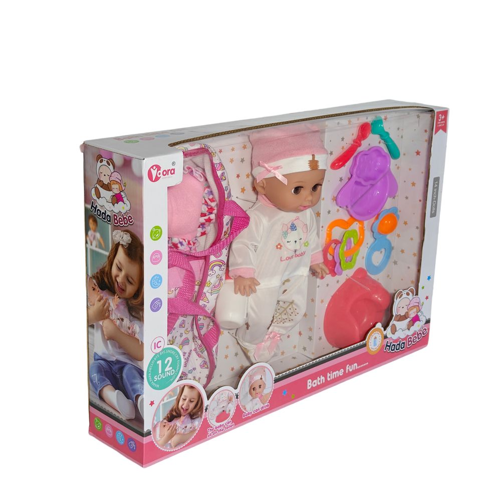 Vdora Dolls - 12 Sounds Baby Doll White Clothes Care Basket Set - 14-inch