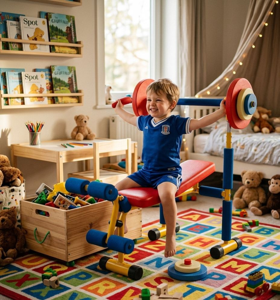 Maxims - Kids Weight Bench & Barbell Set - Multicolor