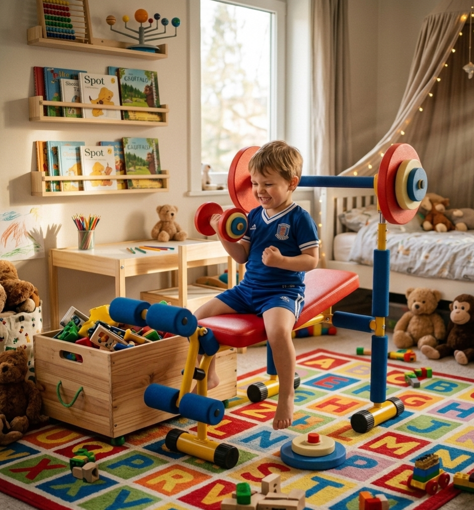 Maxims - Kids Weight Bench & Barbell Set - Multicolor