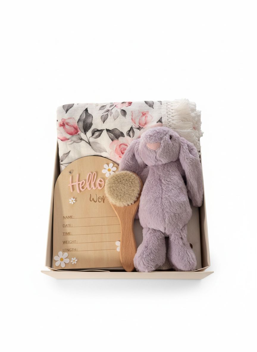 Maxims Baby Store - Blossom Welcome Baby Keepsake Set - Multicolor - 4 Pcs