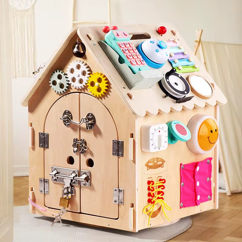 Maxims Baby Store Montessori Educational Wooden Busy House - Multicolor