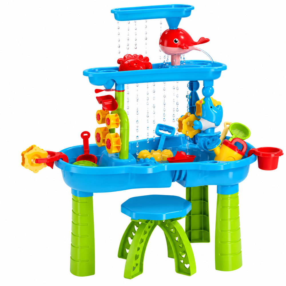 Maxims Baby Store - Kids Sand & Water Activity Play Table Set With Chair - Multicolor
