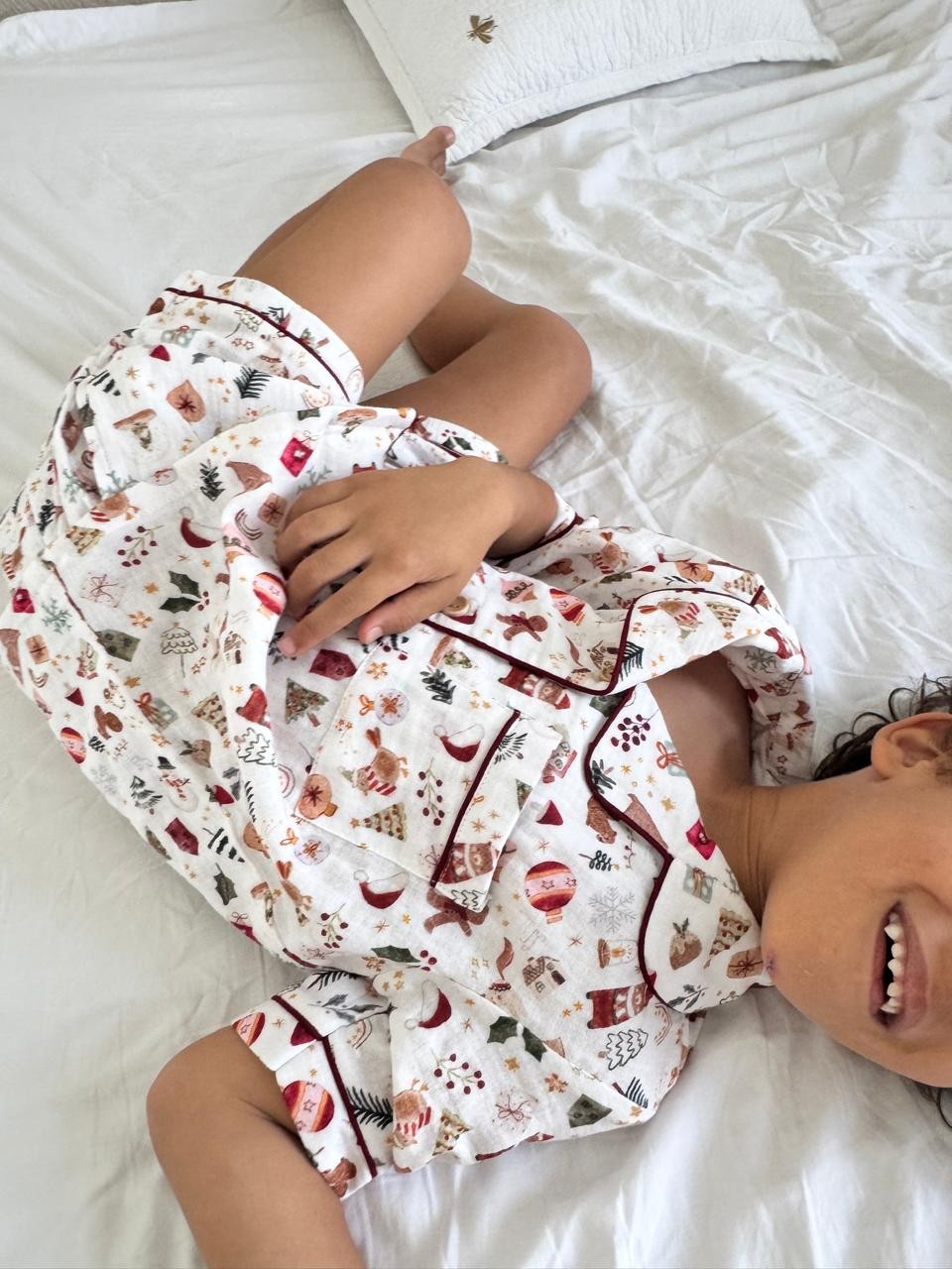 Maxims Baby Store - Personalized 2pc-Set - Kids Short Sleeves Christmas Muslin Pyjama Set