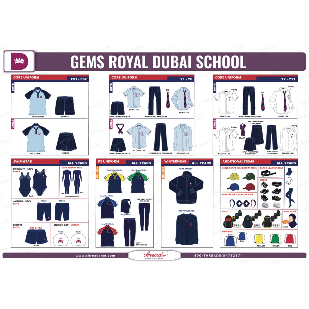 Long Skirt - Navy Pinstriped - GEMS Royal Dubai School