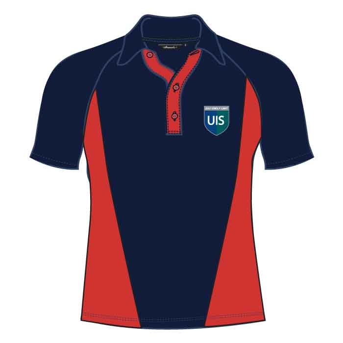 Unisex PE Polo Shirt - Navy/ Red - GEMS United Indian School - Abu Dhabi
