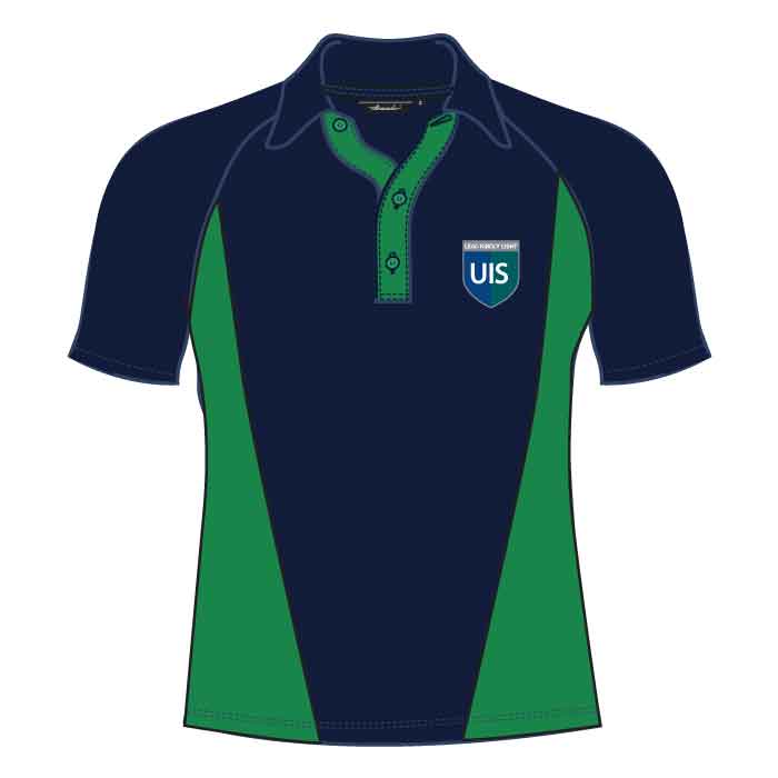 Unisex PE Polo Shirt - Navy/Green - GEMS United Indian School - Abu Dhabi