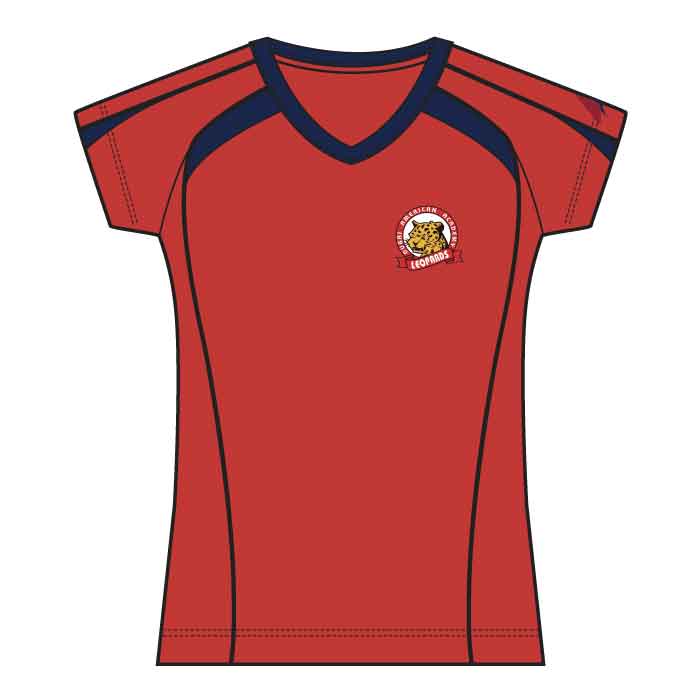 Girls PE T-Shirt - Red - Grades 6-12 - GEMS Dubai American Academy