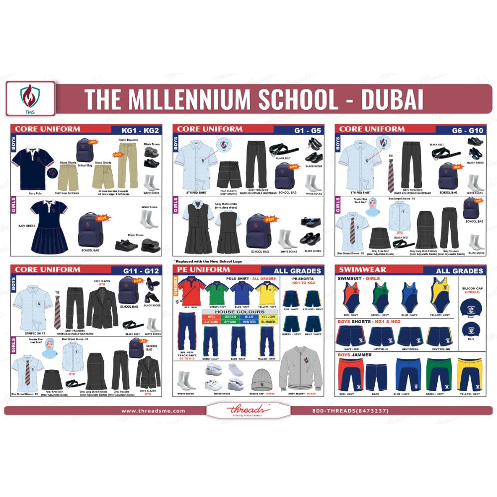Unisex Track Pants - Navy / Red - The Millennium School - Dubai